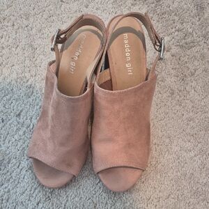 Madden Girl Women's Brown Peep Toe Mules